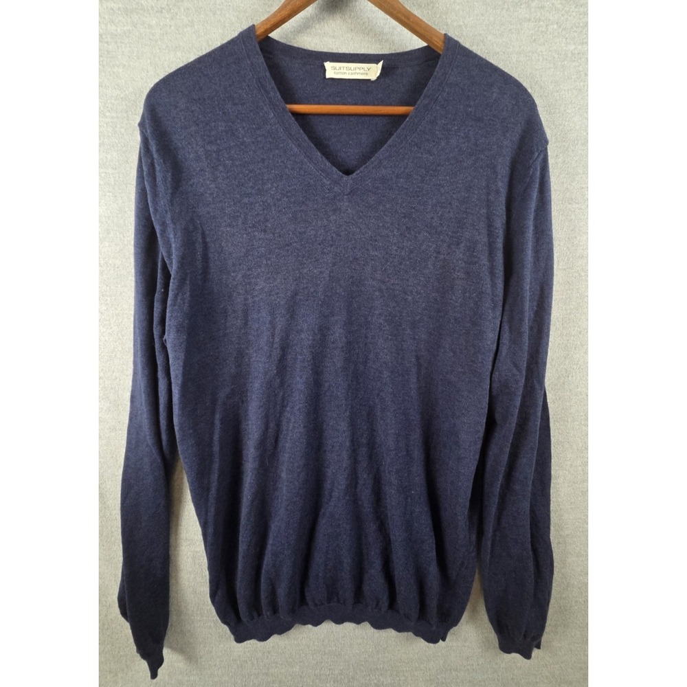 Suitsupply Cashmere Blend Sweater Mens L Navy Blue Career Academia Preppy V Neck